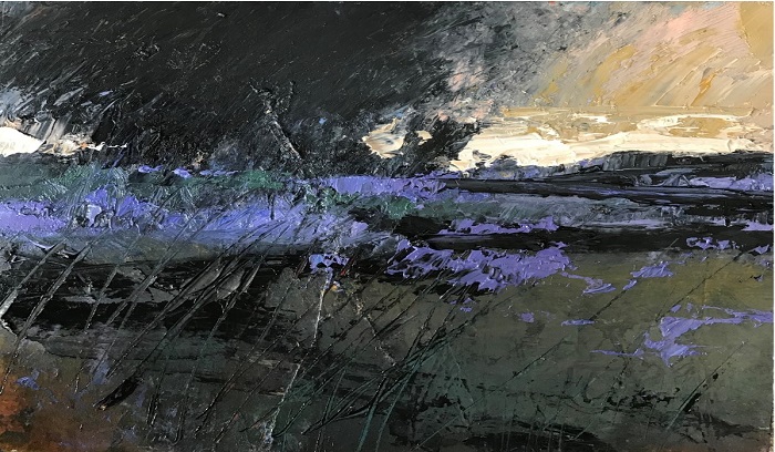 Jill Esele painting, Thick and thin of it painting the ocean