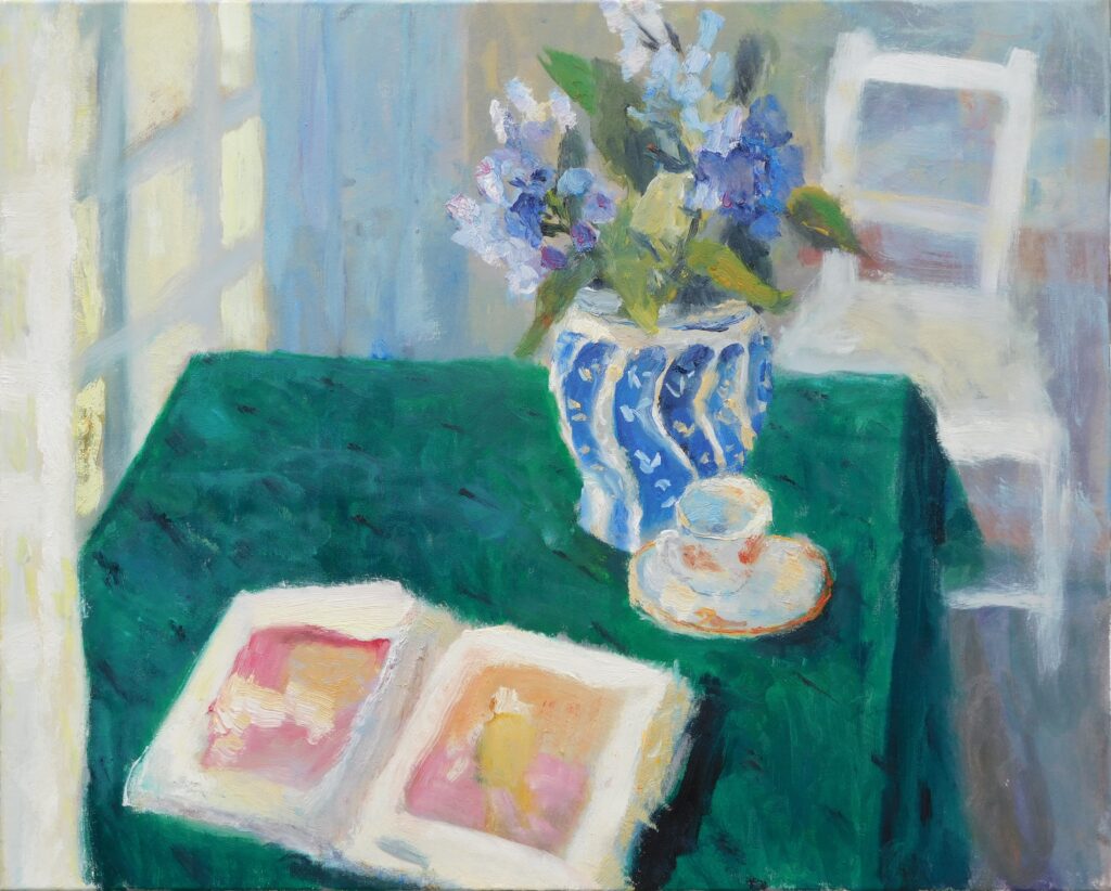 Still life set up by alice mumford, oil painting