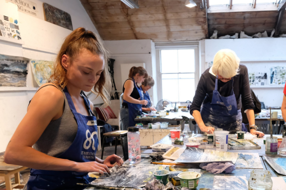 an art course in a studio  during the porthmeor programme