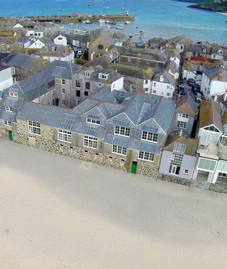 View of Porthmeor Studios and beach from overhead