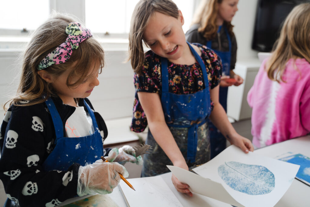 Young people printmaking