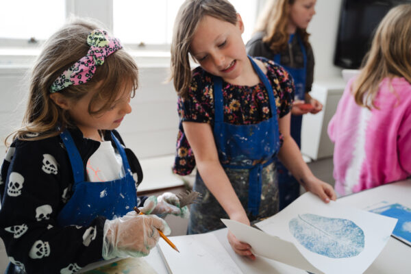 Young people printmaking