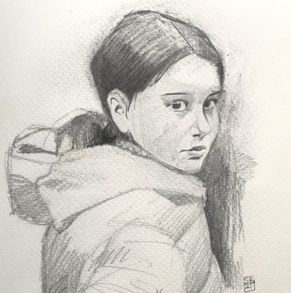 Portrait of girl in pencil by Steven Buckler