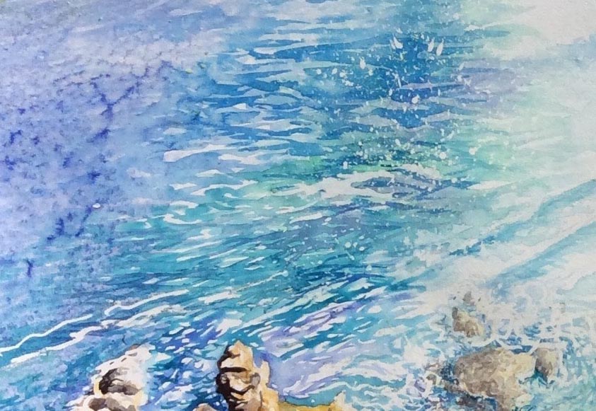 Watercolour technique depicting the sea St Ives School of Painting Hilary Jean Gibson