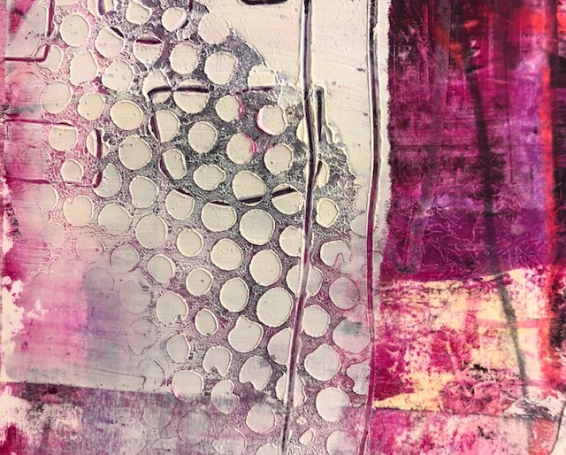 cold wax painting, pinks and texture
