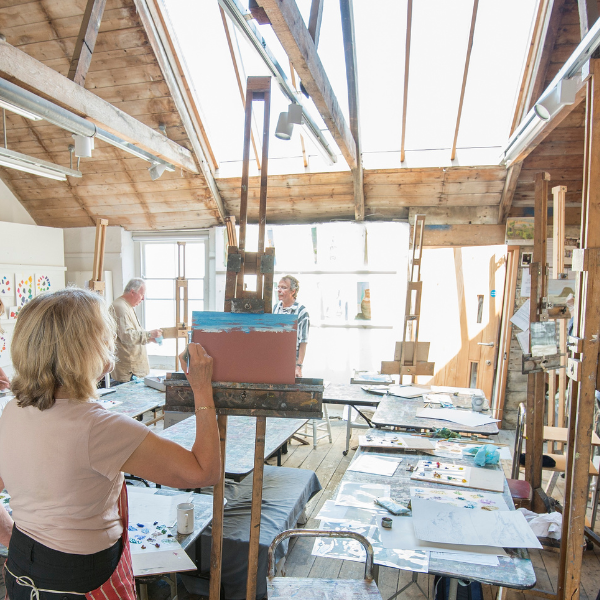 student in an art course in st ives