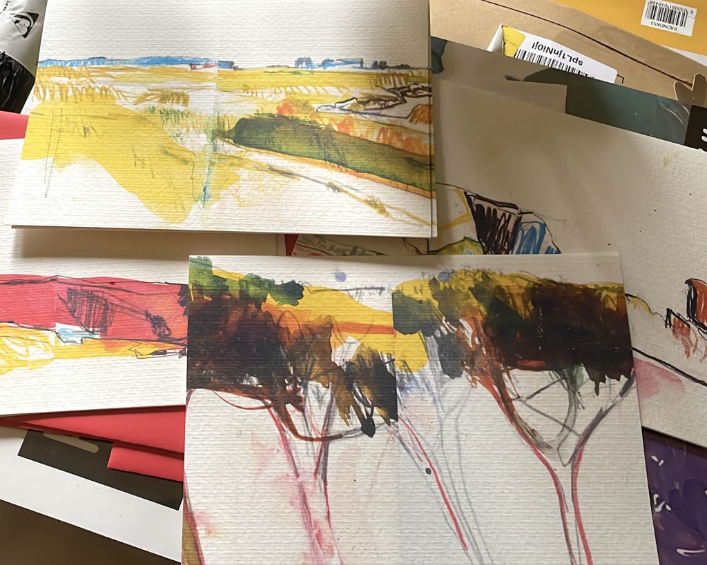 sketching and paintings by artist louise rainbow