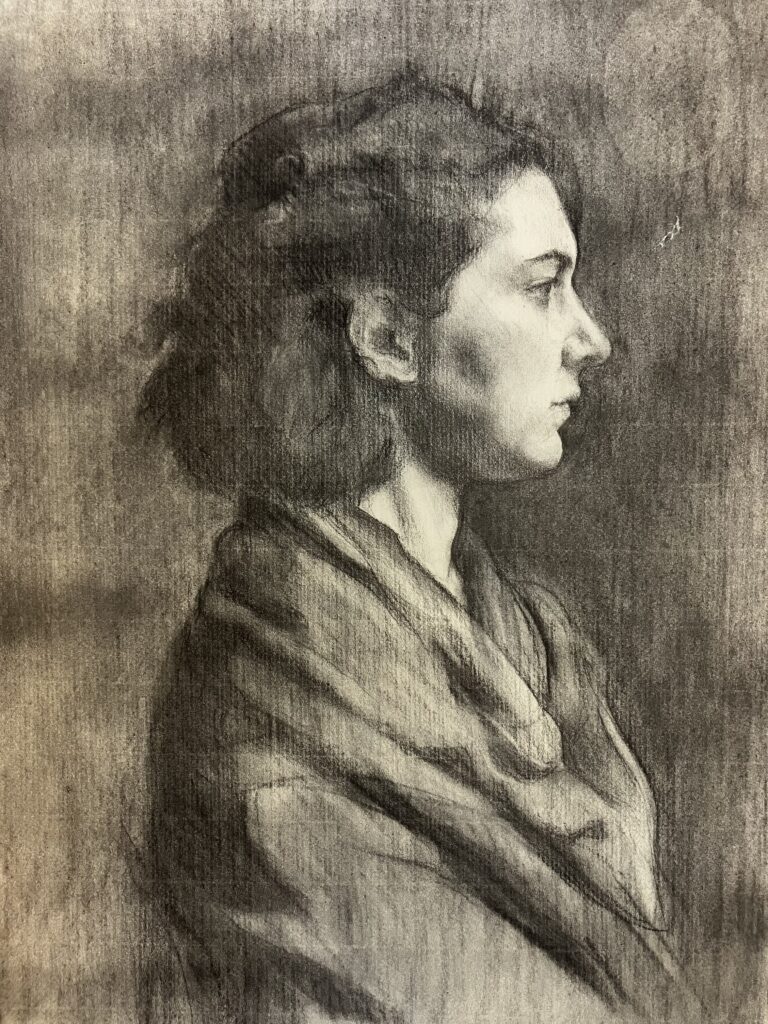 black and white portrait of a lady by Emily Roberts