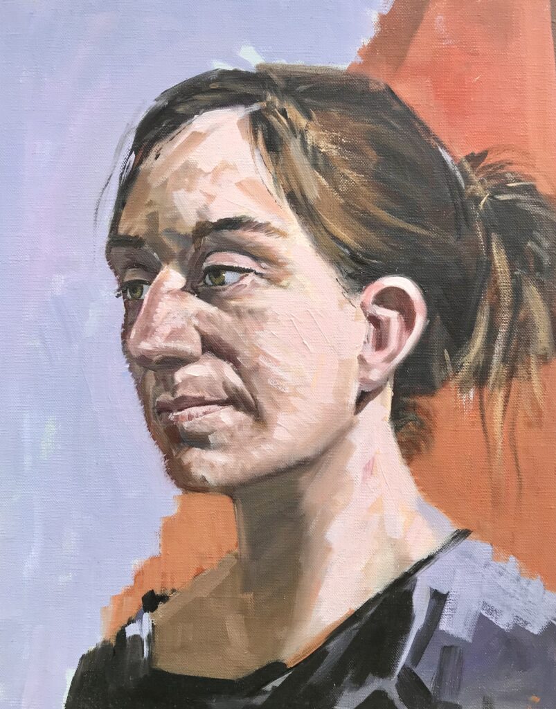 Oil painting of a lady's face by Gary Long