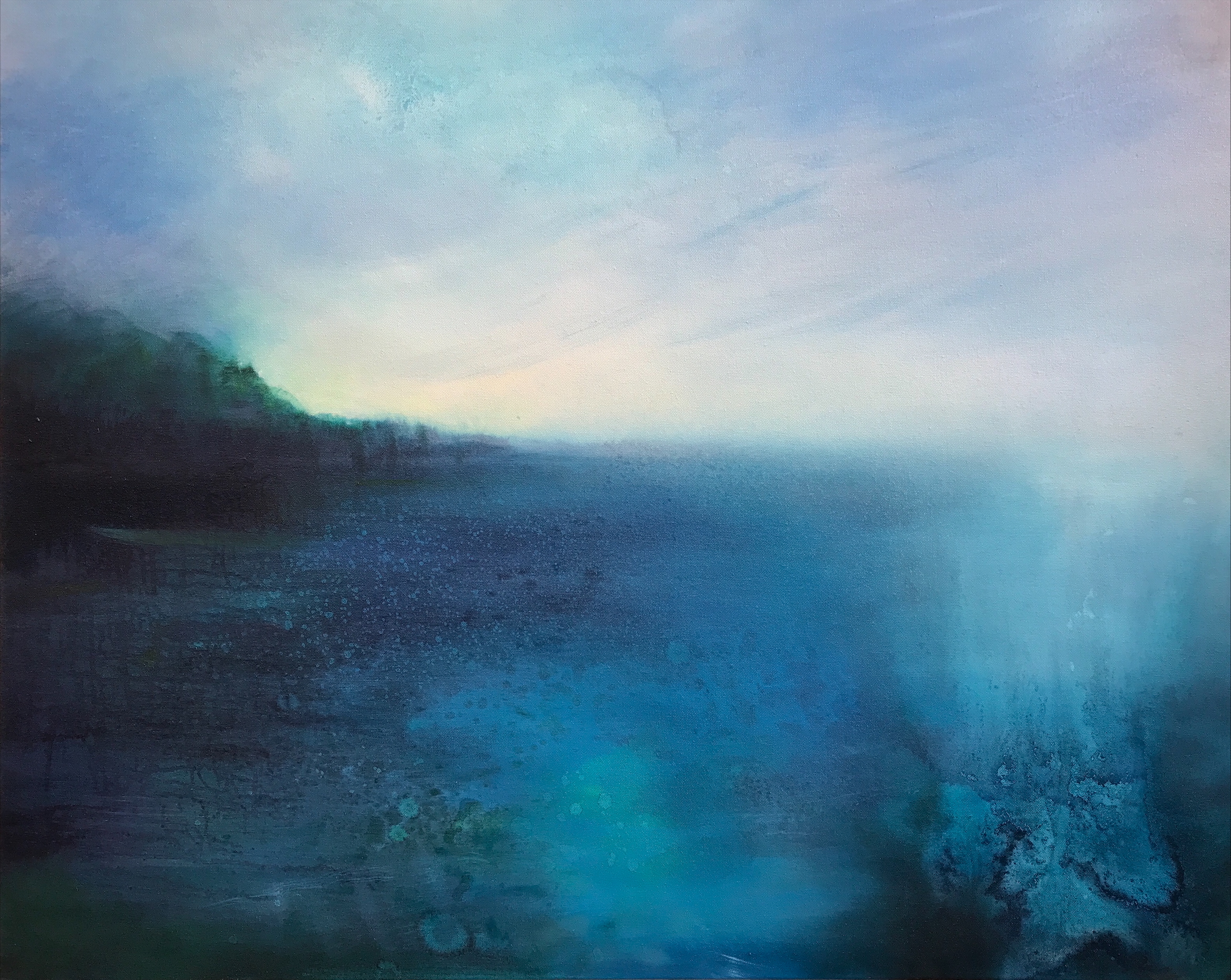 Amy Albright painting for land meets water workshop at St Ives School of Painting