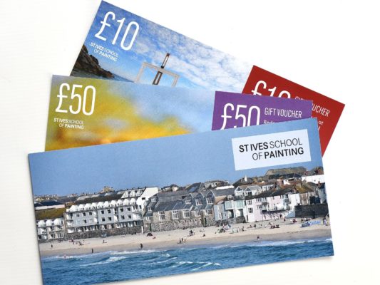 Gift Vouchers in denominations of £10, £50 from St Ives School of Painting.