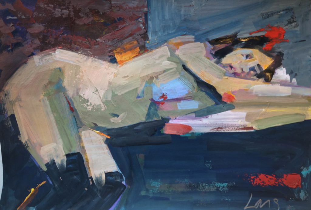 oil painting of figure laying down by artist Gary Long St Ives art course