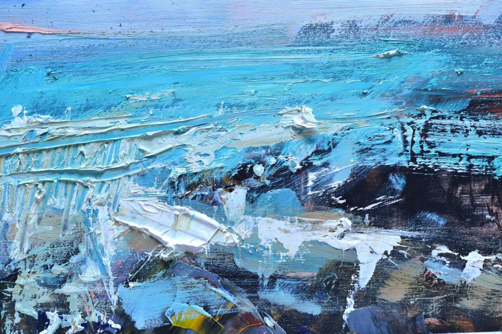 expressive mixed media painting of the sea