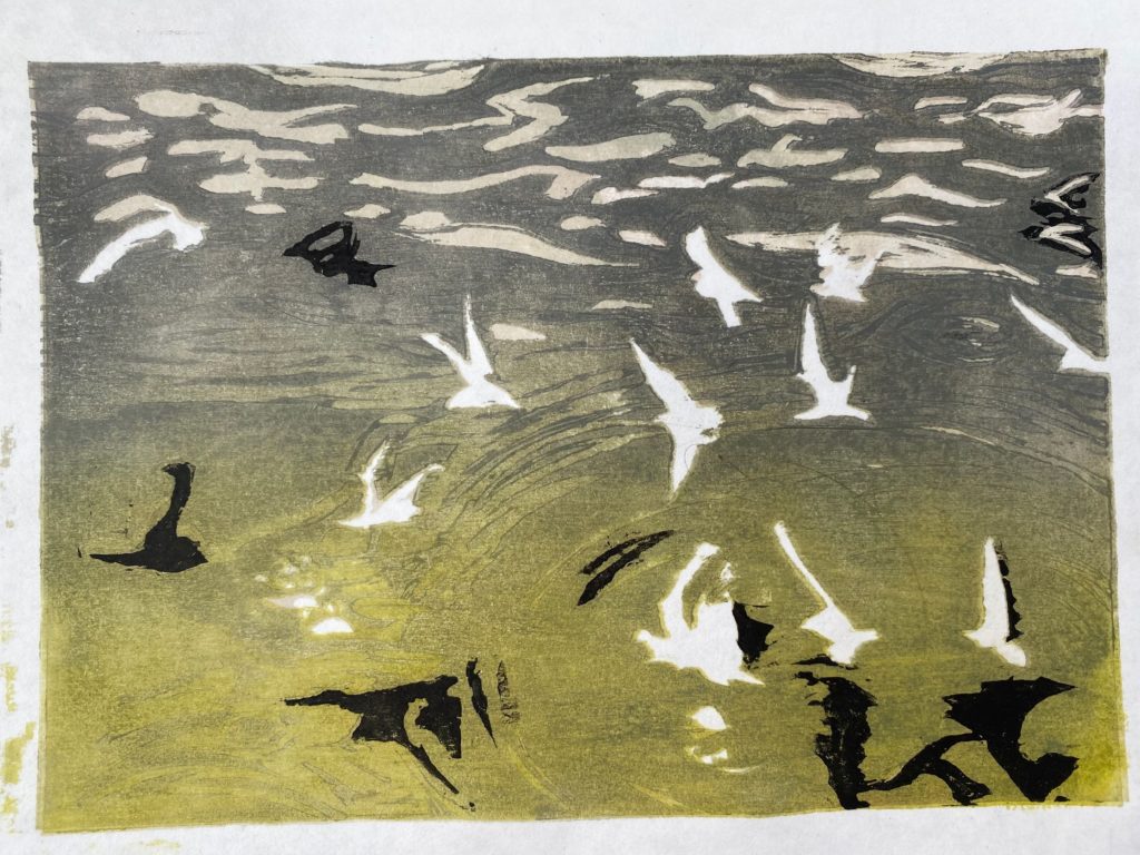 Japanese wood block print St Ives art course.