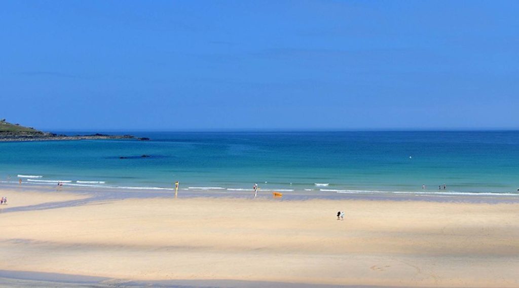 view of porthmeor beach landscape in St Ives